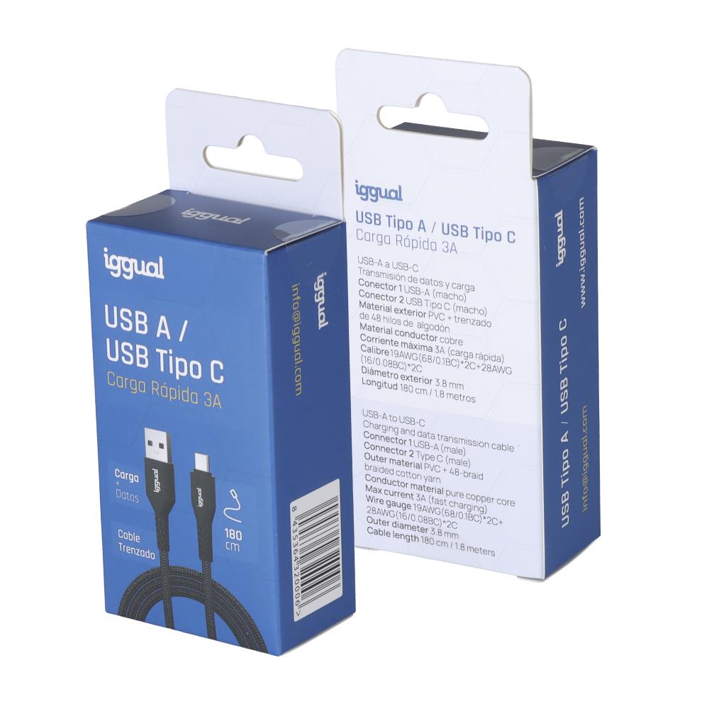 iggual Cabo USB-A para tipo C 3A 180 cm trançado - Imagem de Detalhe 1