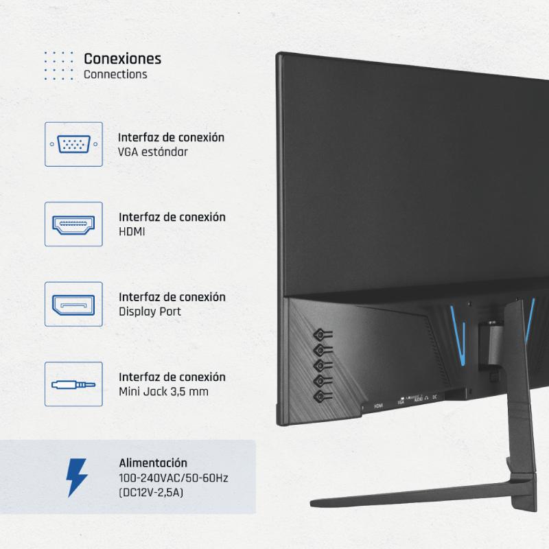 iggual Monitor 21,5" IPS FHD 100Hz VGA HDMI DP - Imagem de Detalhe 2