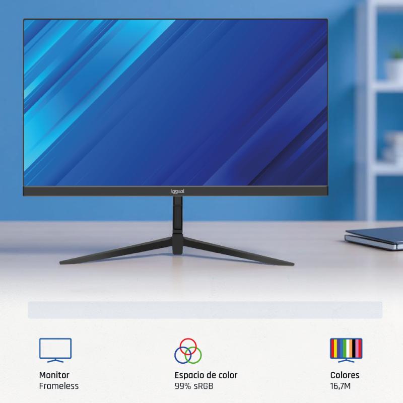 iggual Monitor 21,5" IPS FHD 100Hz VGA HDMI DP - Imagem de Detalhe 4