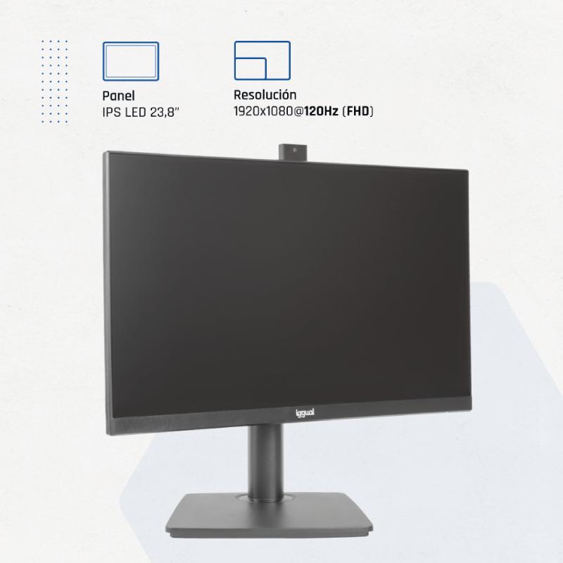iggual Monitor 23,8" IPS FHD 100Hz VGA HDMI câmara web - Imagem de Detalhe 1