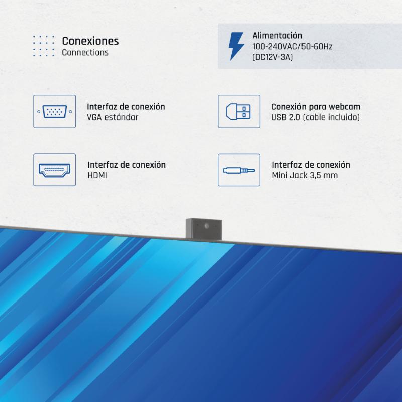 iggual Monitor 23,8" IPS FHD 100Hz VGA HDMI câmara web - Imagem de Detalhe 3