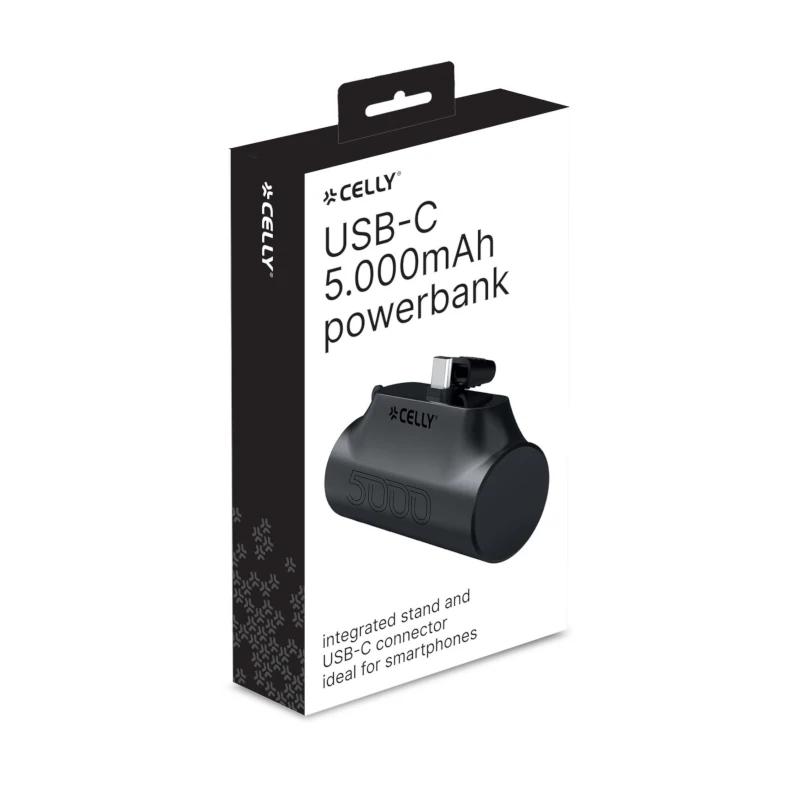 Celly Powerbank Compacta USB-C 5000 mAh Preta - Imagem de Detalhe 1