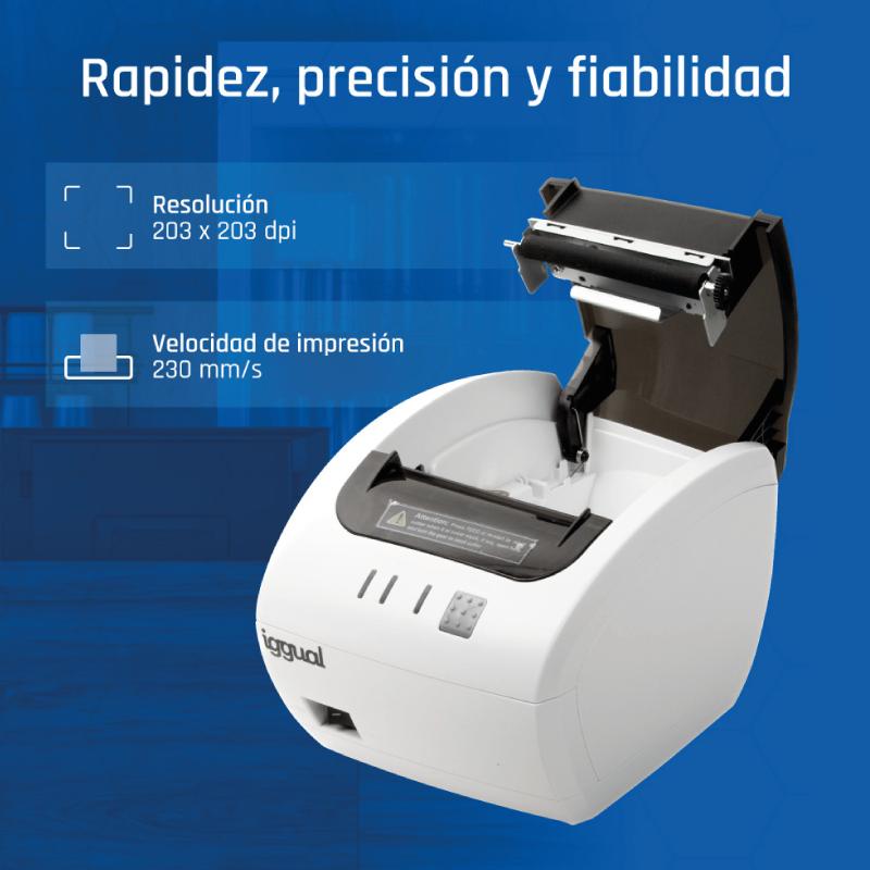 iggual Impresora térmica TP EASY 80W USB+RJ11 blan - Imagem de Detalhe 1