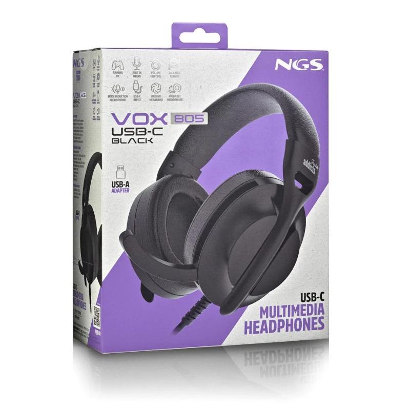 NGS Auriculares Cabo USB-C Controlo Vol. Preto - Imagem de Detalhe 1