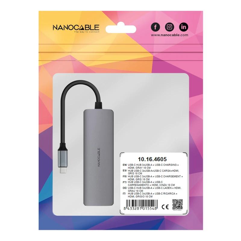 Nanocable Hub USB-C 3xUSB-A+HDMI+USB-C PD - Imagem de Detalhe 3
