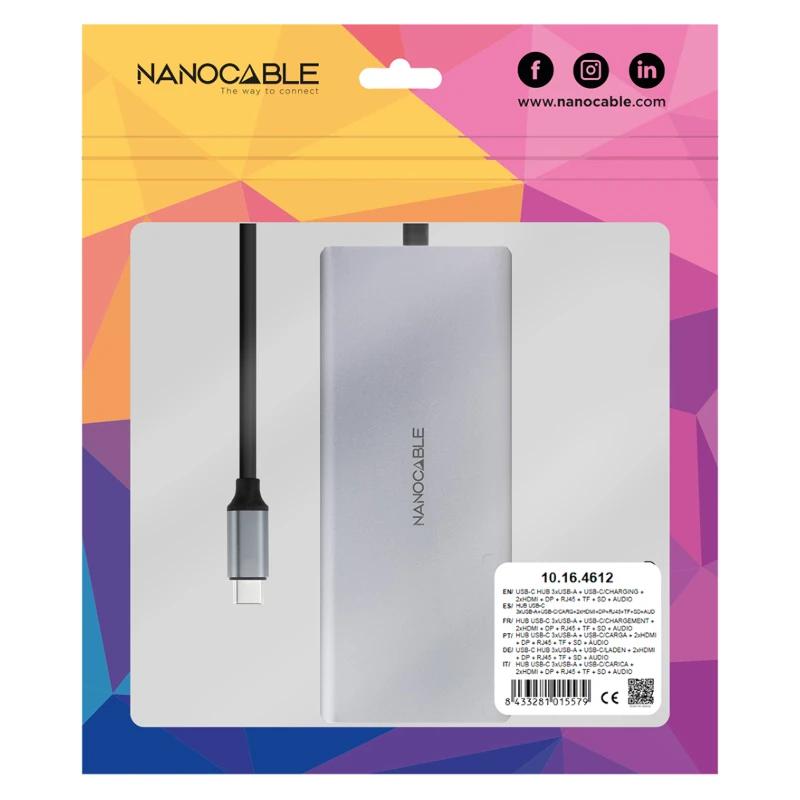 Nanocable Hub 12em1 USB-A/C+HDMI+DP+RJ45+TF+SD+AU - Imagem de Detalhe 3