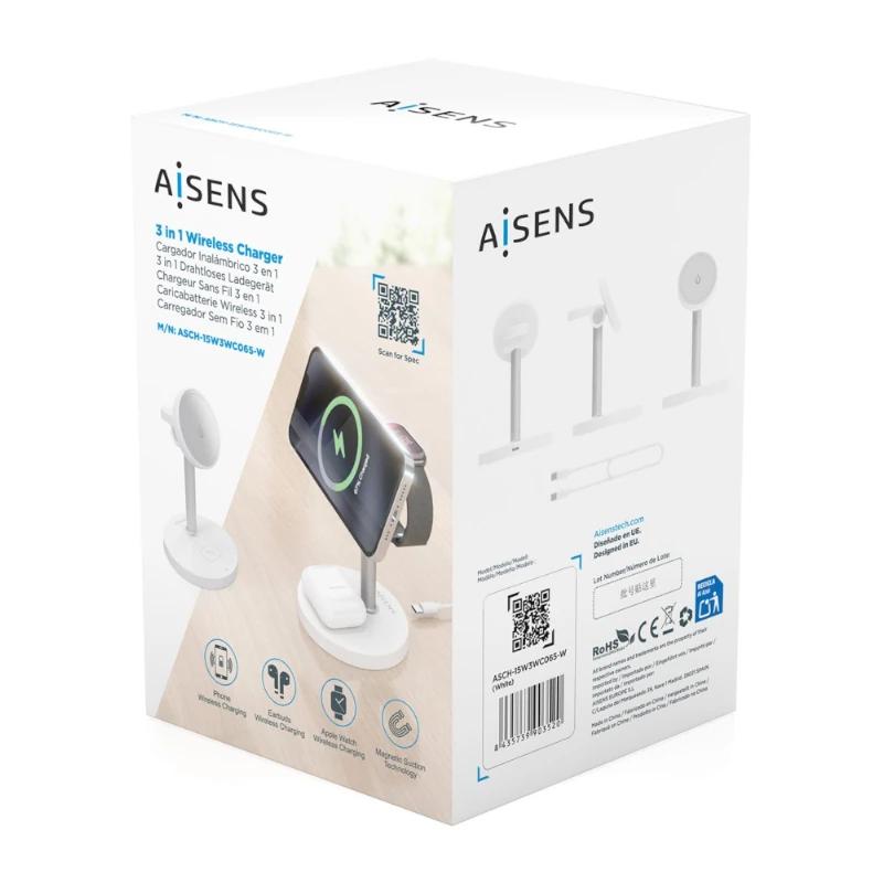 Aisens Cargador Inalámbrico USBC 15W 3 en 1 Blanco - Imagem de Detalhe 3