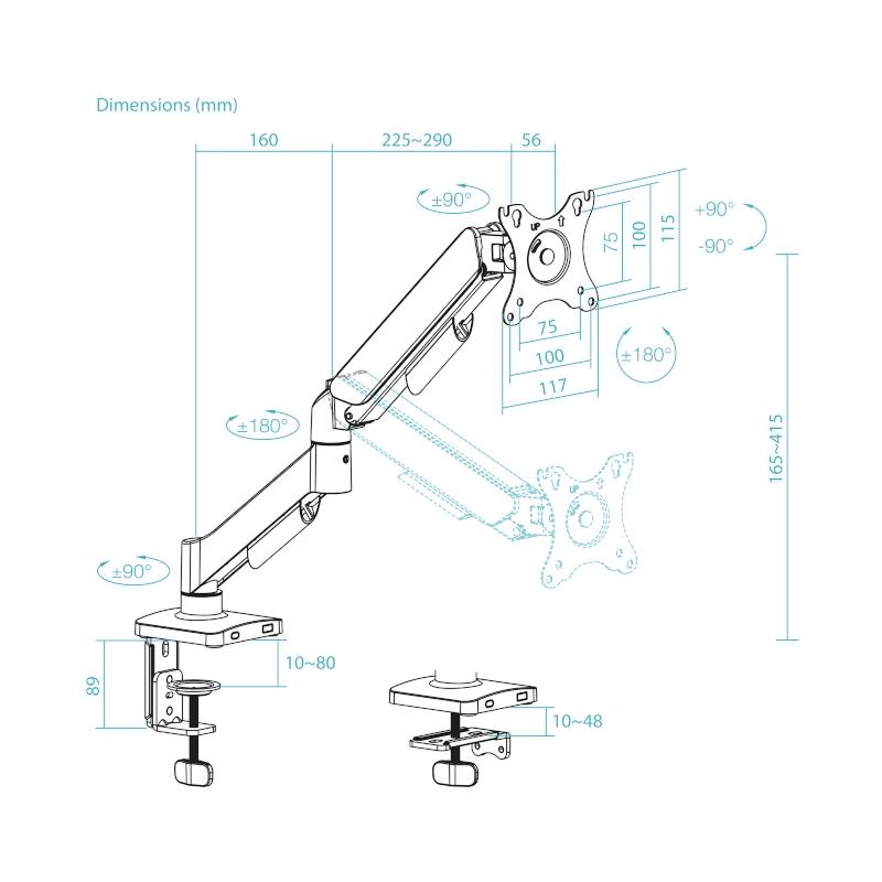 Tooq Soporte mesa DB1733TNR-B 1 brazo 17-32 Negro - Imagem de Detalhe 1