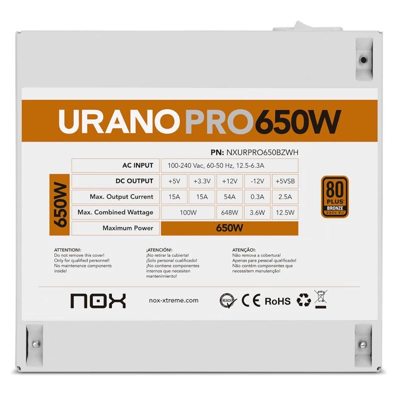 NOX Fuente ATX Urano PRO 650W Bronze Blanco - Imagem de Detalhe 3