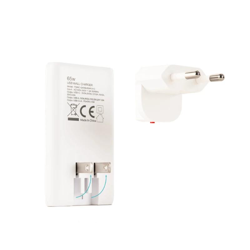 Tooq Cargador pared GAN USB-C/PD + USB-A/QC 65W - Imagem de Detalhe 1