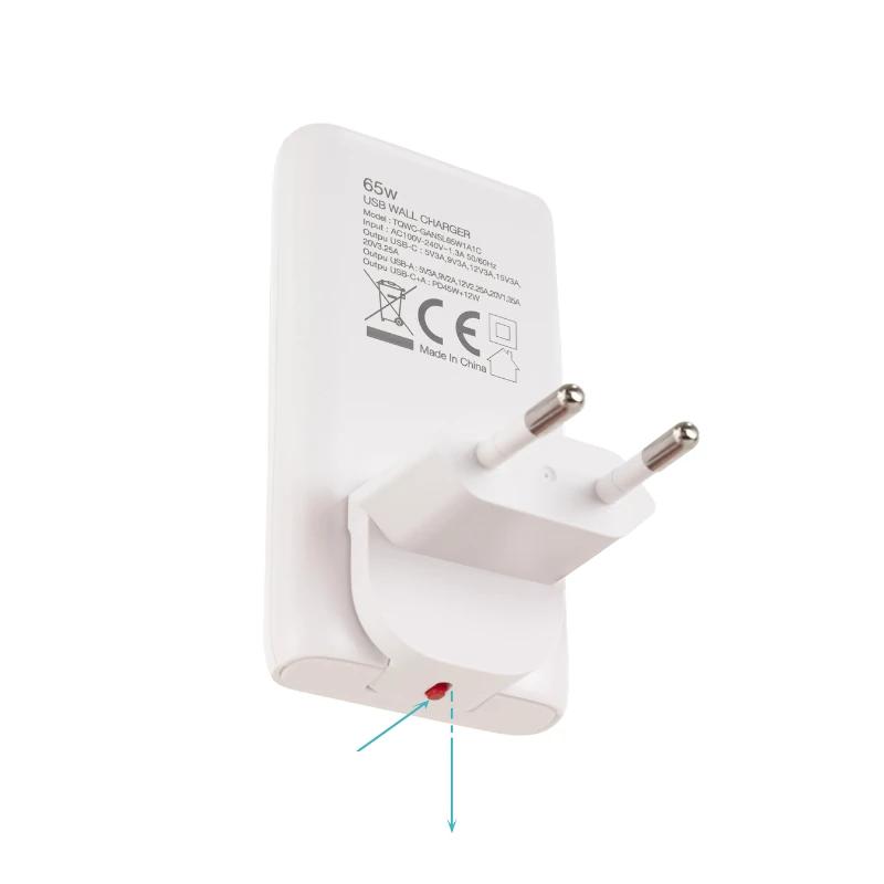 Tooq Cargador pared GAN USB-C/PD + USB-A/QC 65W - Imagem de Detalhe 2