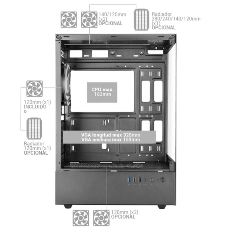 MARS GAMING Caja ATX Ventis FRGB Silence Negro - Imagem de Detalhe 2