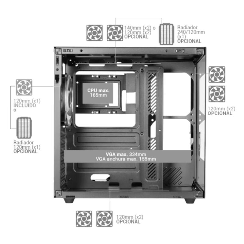 MARS GAMING MCV-ONE Atx Doble Cámara Negro - Imagem de Detalhe 2