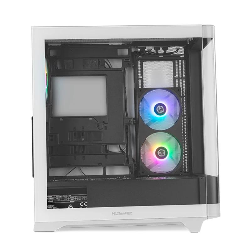 NOX Semitorre HUMMER ETHER Cristal Curvo Negro&Bla - Imagem de Detalhe 1