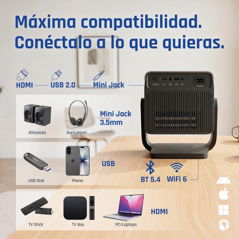 iggual Mini proyector 4K 1080p Pro 800ANSI Android - Imagem de Detalhe 4