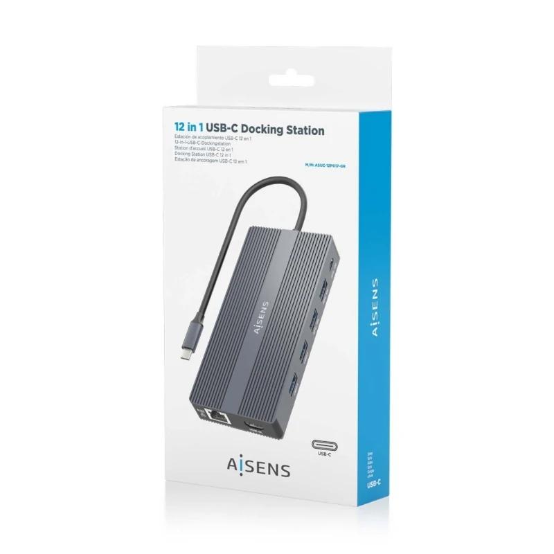 Aisens Dock USB-C 12 em 1 2xHDMI 1xDP RJ45 4xUSB - Imagem de Detalhe 3