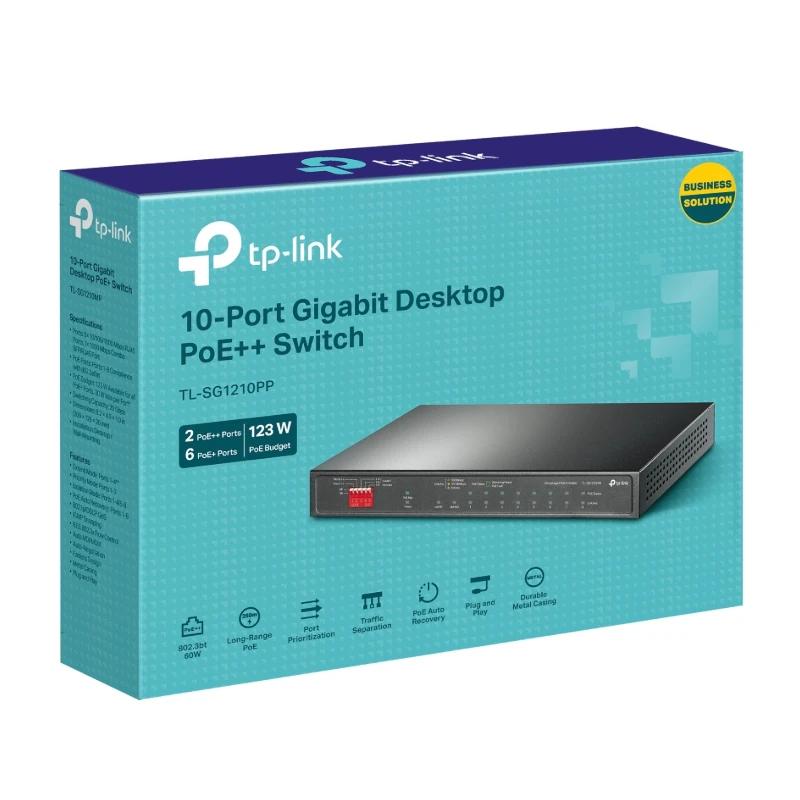TP-Link TL-SG1210PP Switch 6xG PoE+ 2xG PoE++ 2xG - Imagem de Detalhe 3