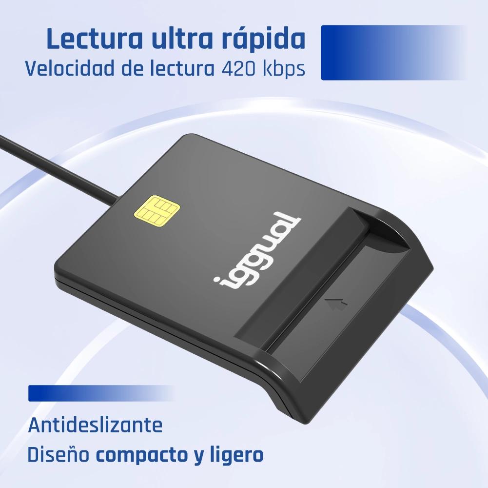 iggual Leitor DNI SIP cartões ID USB 2.0 preto - Imagem de Detalhe 2