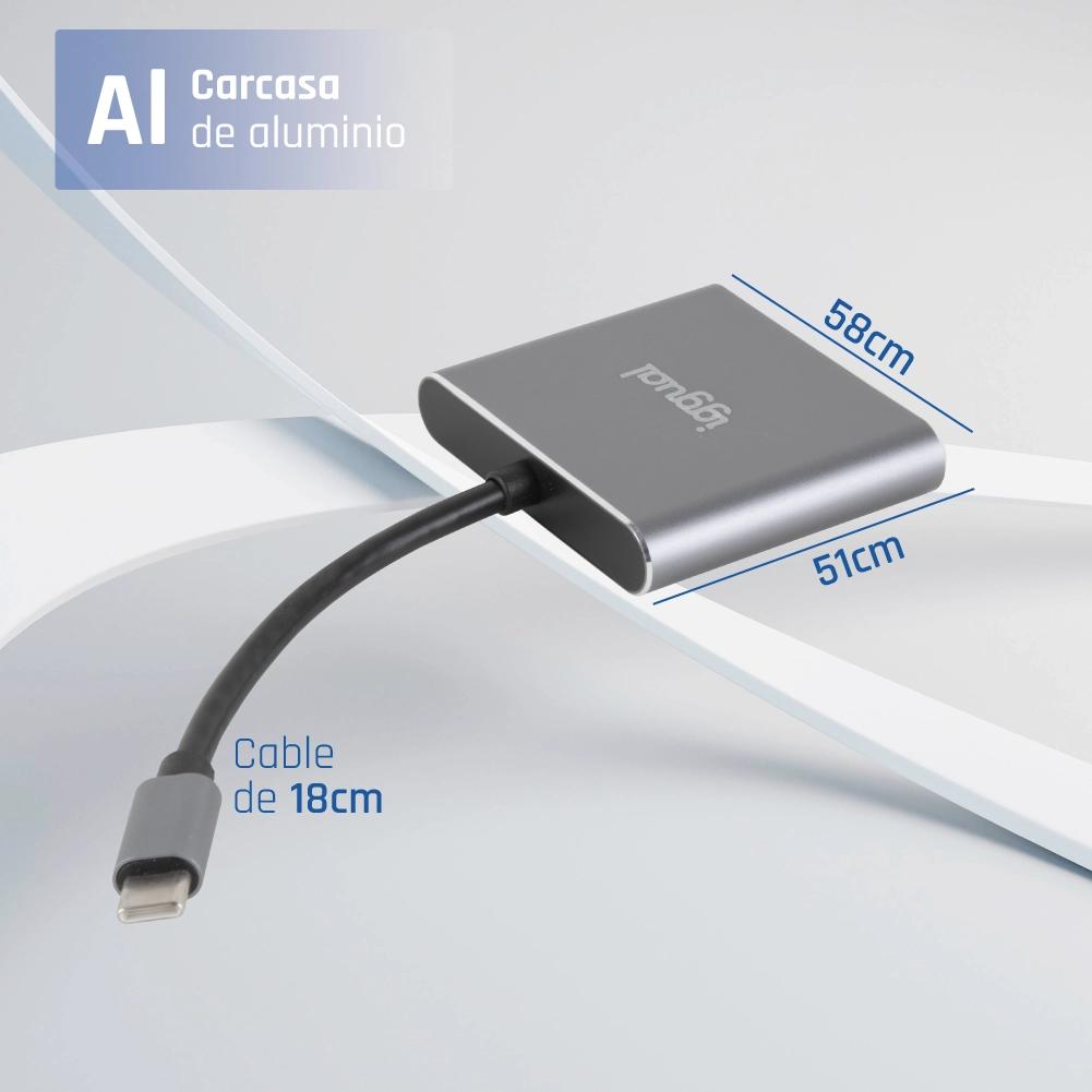 iggual Hub tipo C 3 em 1 HDMI USB3.0 PD100W - Imagem de Detalhe 5