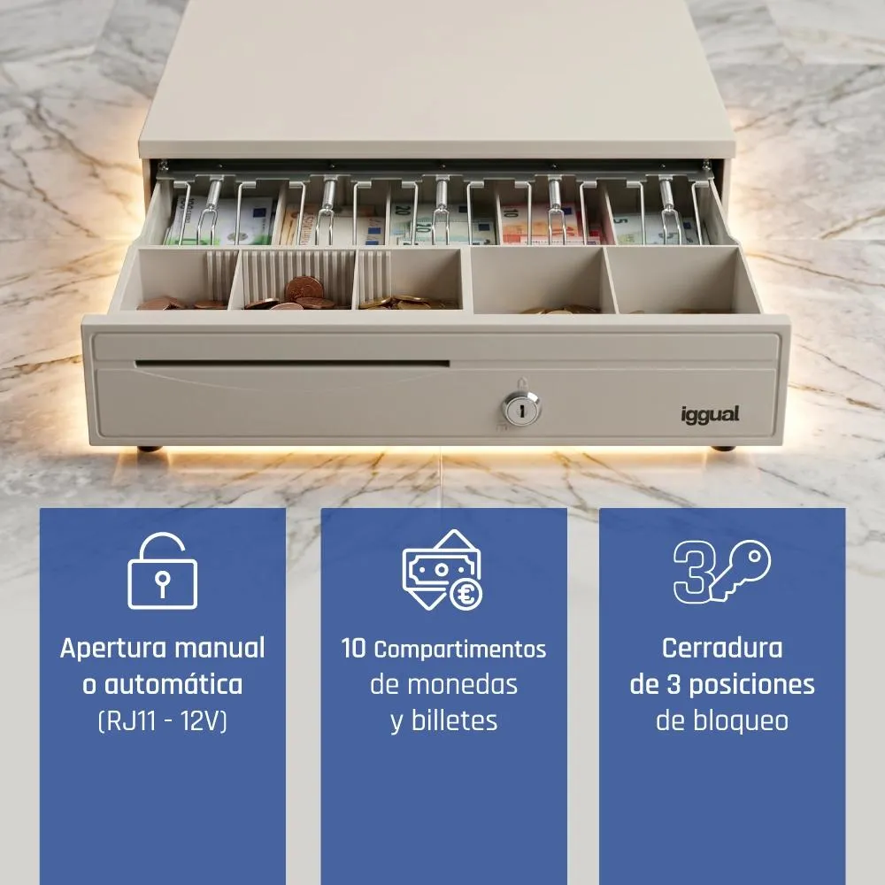 iggual Cajón portamonedas IRON-30W 42cm 5+5 branco - Imagem de Detalhe 8