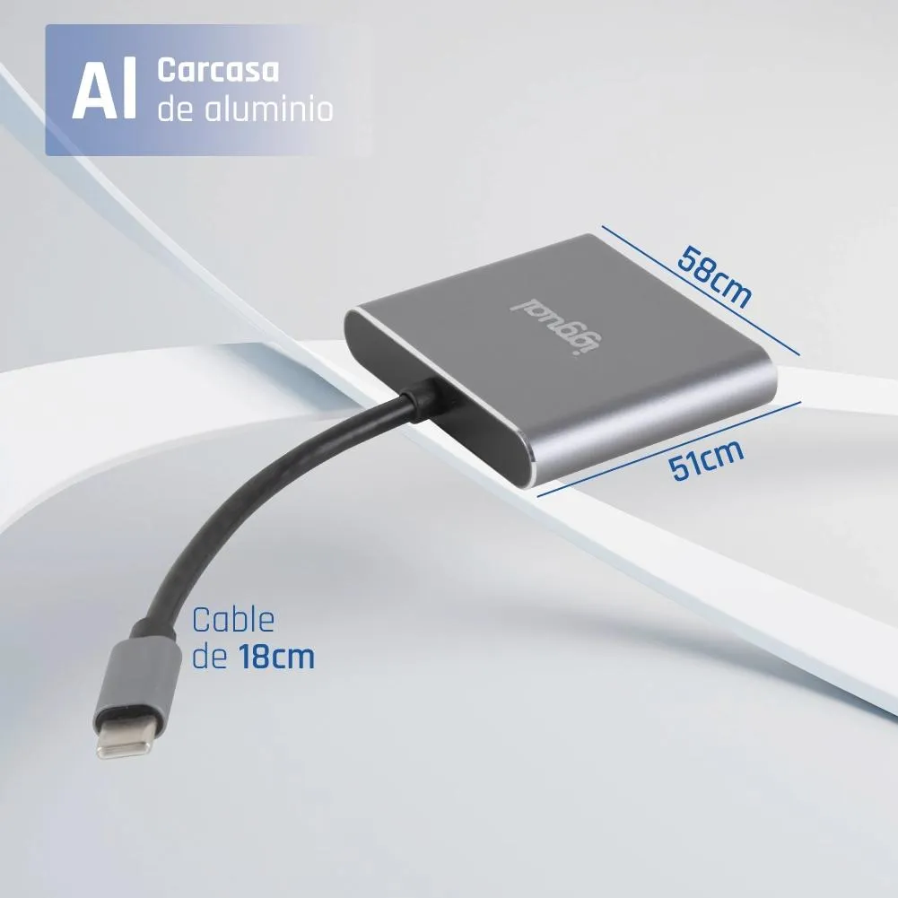 iggual Hub tipo C 3 em 1 HDMI USB3.0 PD100W - Imagem de Detalhe 10