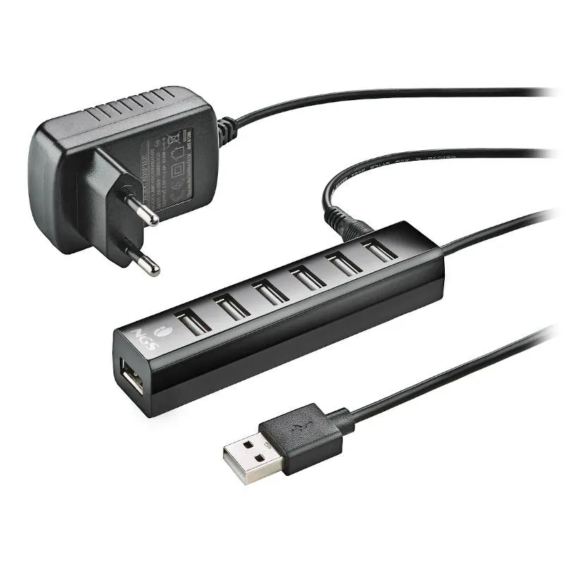 NGS Hub 7 portas 2.0 com adaptador de corrente - Imagem de Detalhe 4