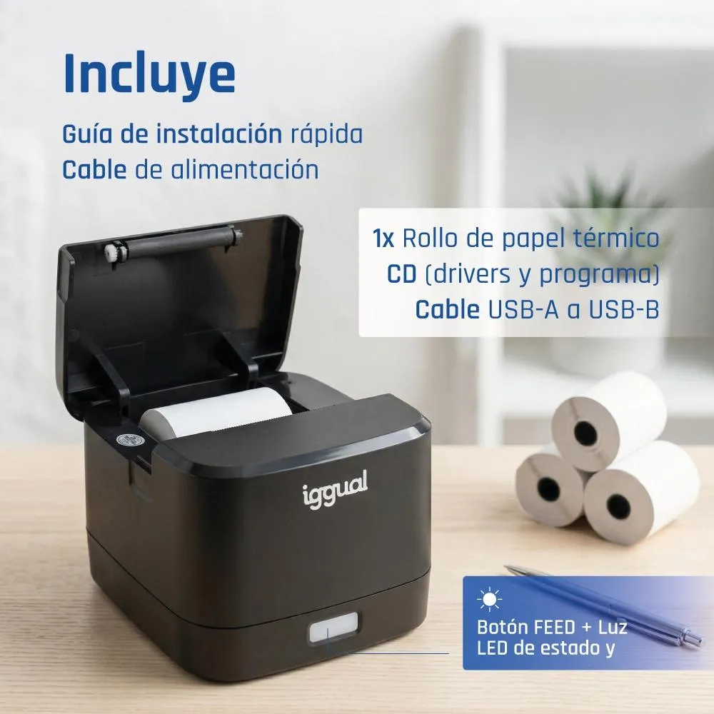 iggual Impressora térmica TP EASY 58 USB+RJ11 preta - Imagem de Detalhe 13