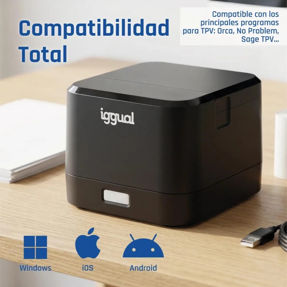 iggual Impressora térmica TP EASY 58 USB+RJ11 preta - Imagem de Detalhe 15