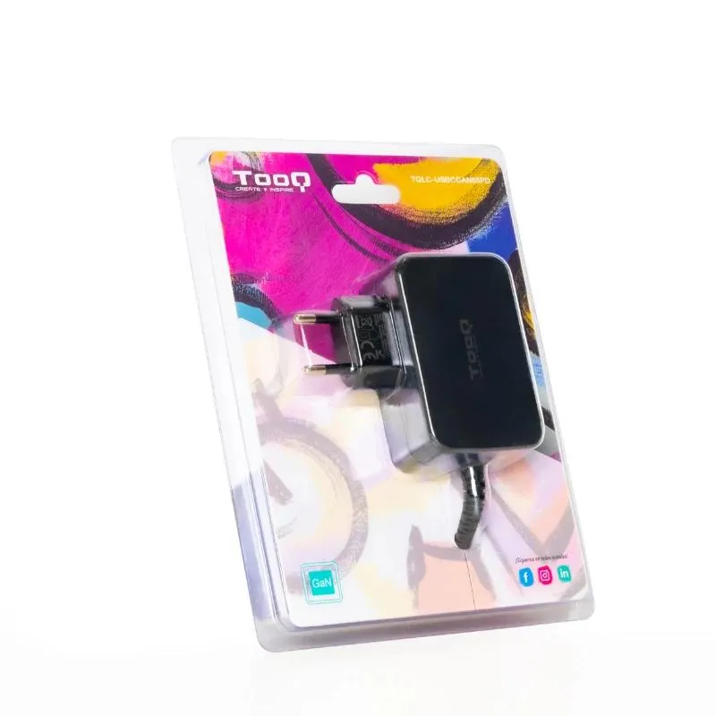 Tooq Carregador portátil GAN USB-C PD 65W Preto - Imagem de Detalhe 3