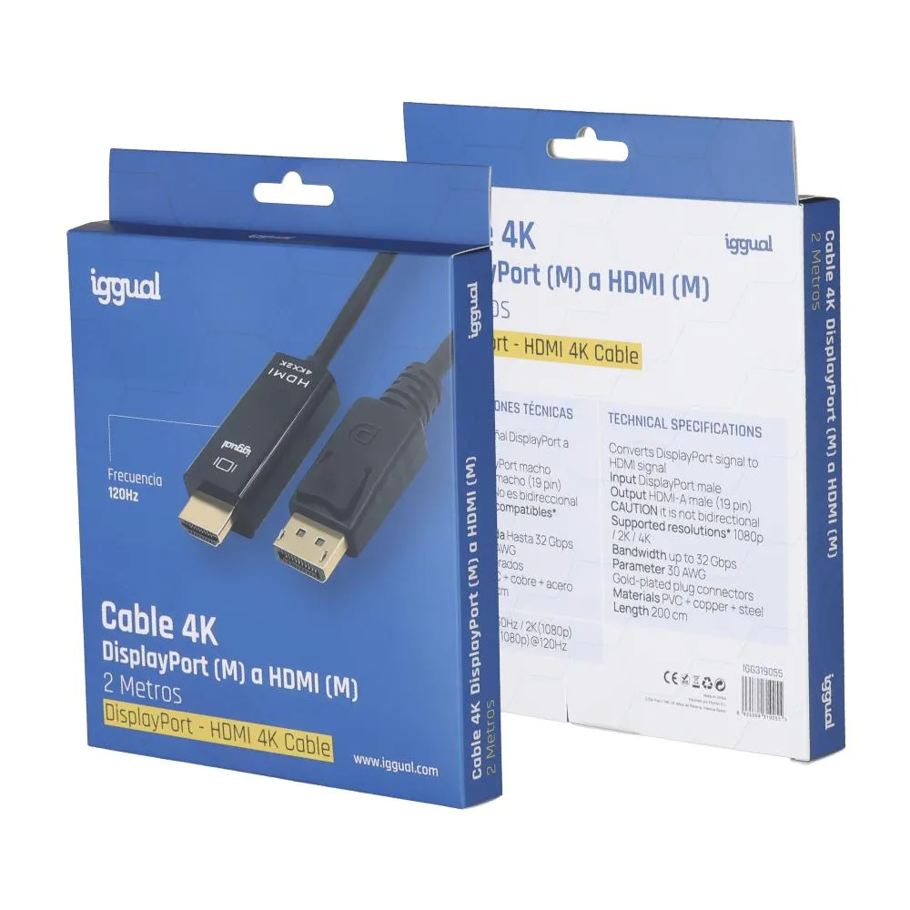iggual Cabo DisplayPort (M) a HDMI (M) 4K 2 metros - Imagem de Detalhe 4