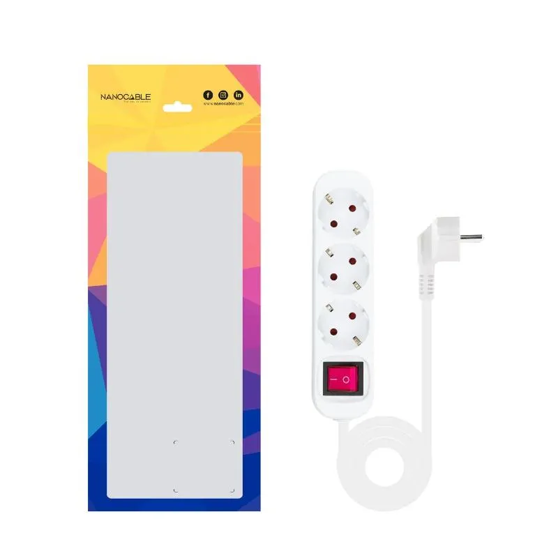 Nanocable Regleta 3 Tomadas Interruptor Branco - Imagem de Detalhe 3