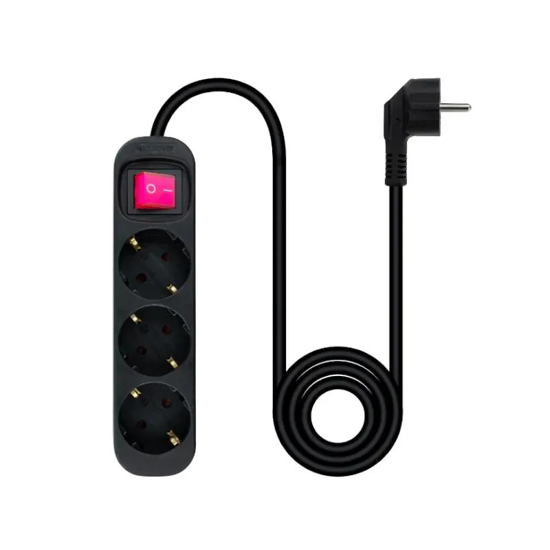 Nanocable Regleta 3 Tomadas Interruptor Preto - Imagem de Detalhe 3