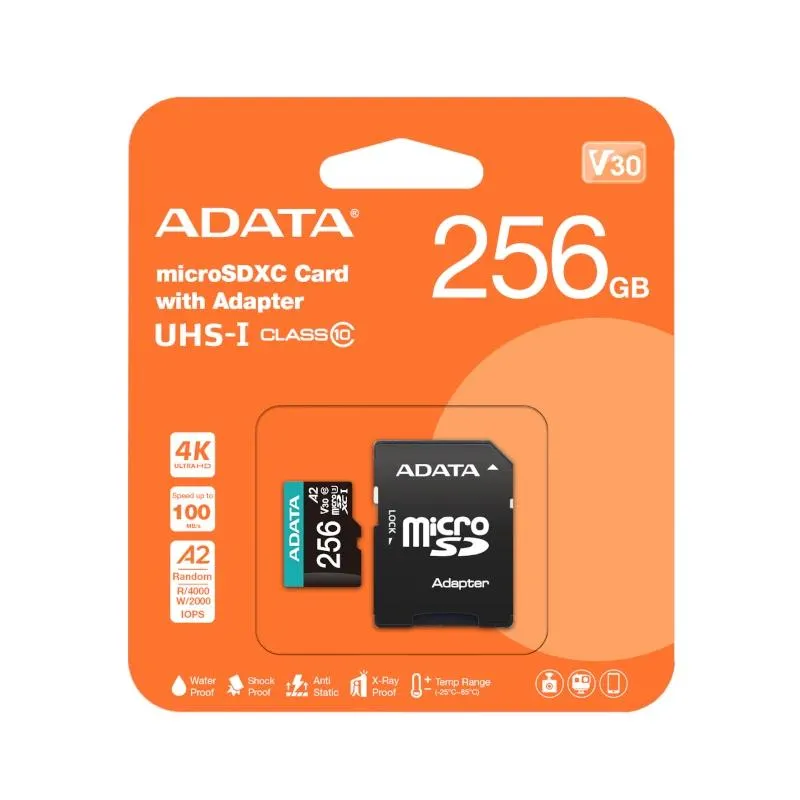 ADATA microSDXC/SDHC UHS-I U3 256GB c/adapt - Imagem de Detalhe 2