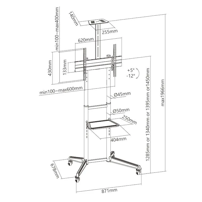 EWENT EW1539 Suporte de chão com rodas para TV de 37" a 70" - Imagem de Detalhe 4