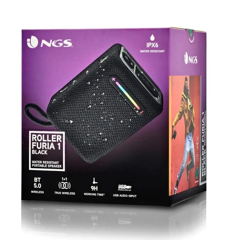 NGS Altavoz Rollerfuria1 BT RGB IPX6 Preto 15W - Imagem de Detalhe 4