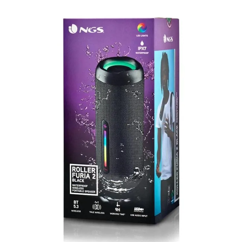 NGS Altavoz RollerFuria2 BT Rgb IP67 Preto 30W - Imagem de Detalhe 4