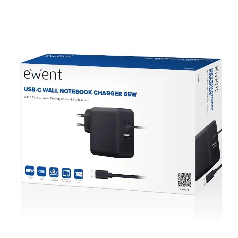 EWENT Carregador USB-C PD 45W + Porta USB-A - Imagem de Detalhe 6