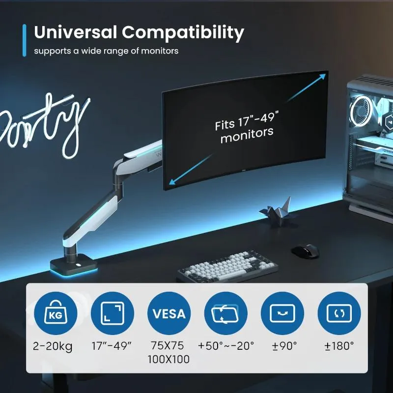 EWENT EW1509 Suporte monitor 0-49" com luzes RGB - Imagem de Detalhe 6
