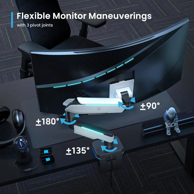 EWENT EW1509 Suporte monitor 0-49" com luzes RGB - Imagem de Detalhe 8