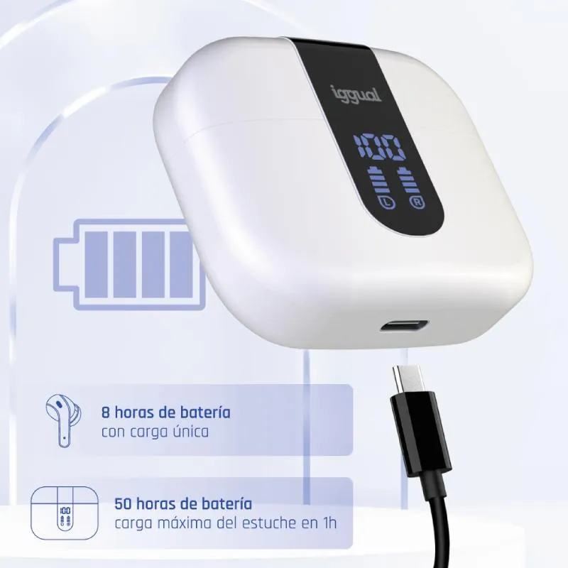 iggual Auriculares sem fios TWS Bluetooth branco - Imagem de Detalhe 8