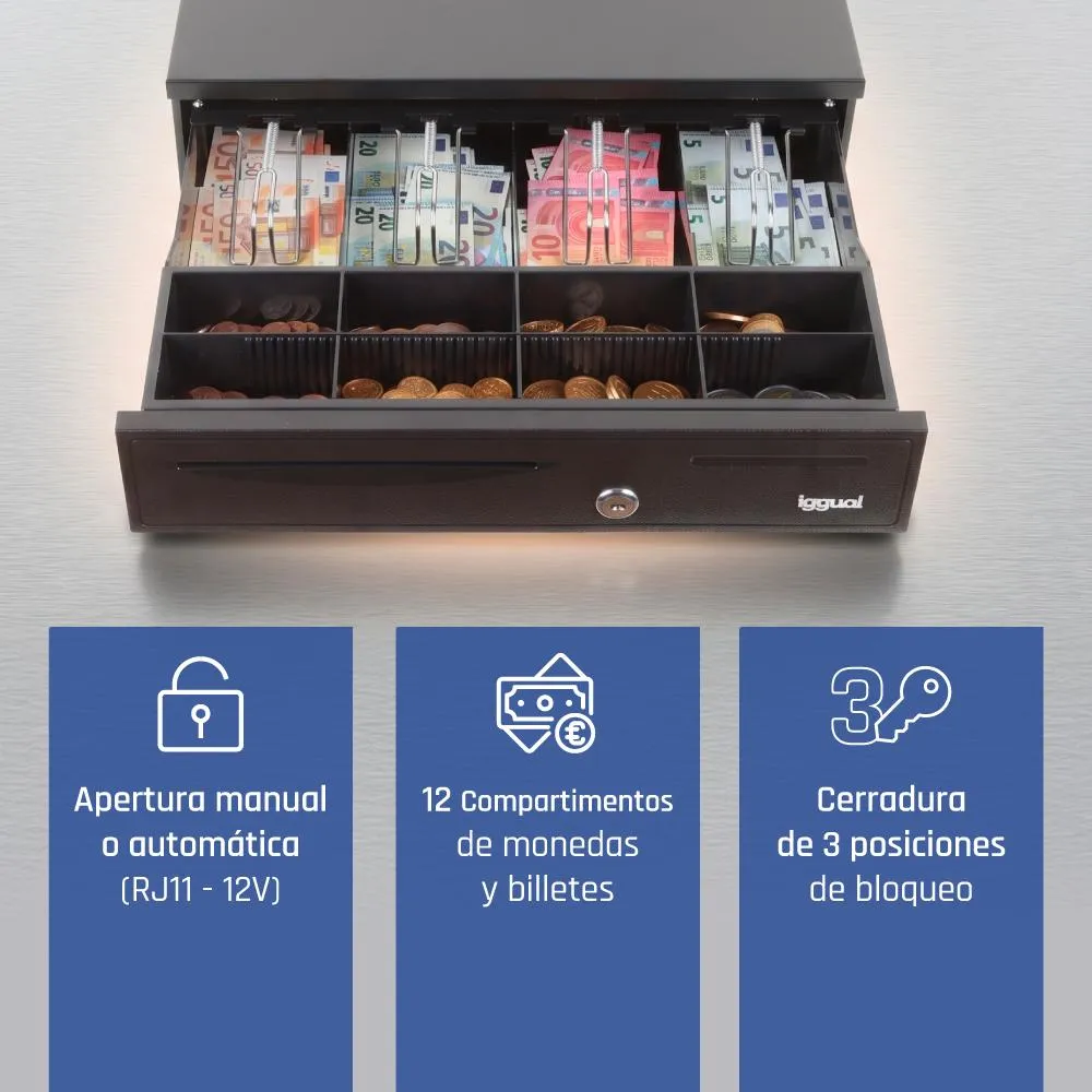 iggual Cajón portamonedas IRON-20 42cm 4+8 preto - Imagem de Detalhe 8