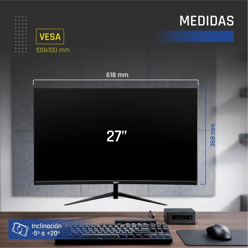 iggual Monitor 27" IPS 16:9 FHD 75Hz VGA HDMI Slim - Imagem de Detalhe 8