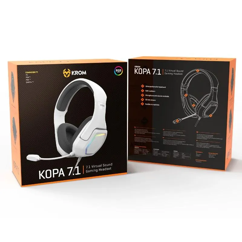 KROM KOPA AURICULARES GAMING 7.1 VIRTUAL BRANCO - Imagem de Detalhe 3