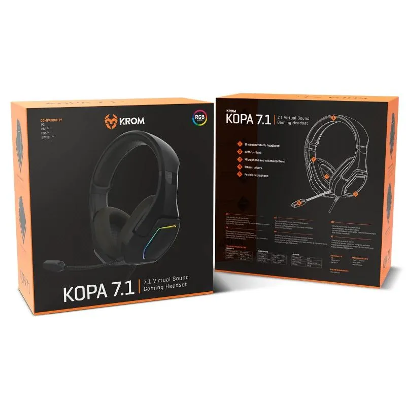 KROM KOPA AURICULARES GAMING 7.1 VIRTUAL PRETO - Imagem de Detalhe 3