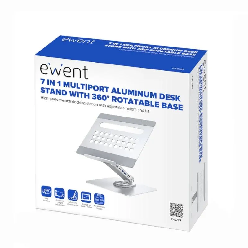 EWENT Suporte Gira 360º e Docking Station 7 em 1 - Imagem de Detalhe 2