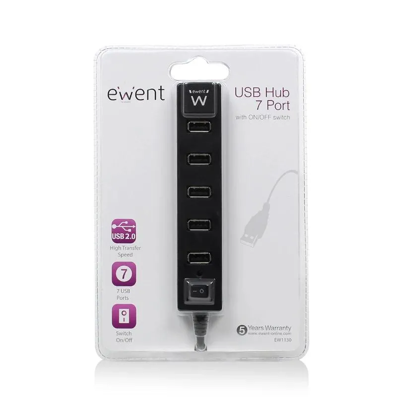EWENT HUB 7 Ptos LIGAR/DESLIGAR USB 2.0 - Imagem de Detalhe 3