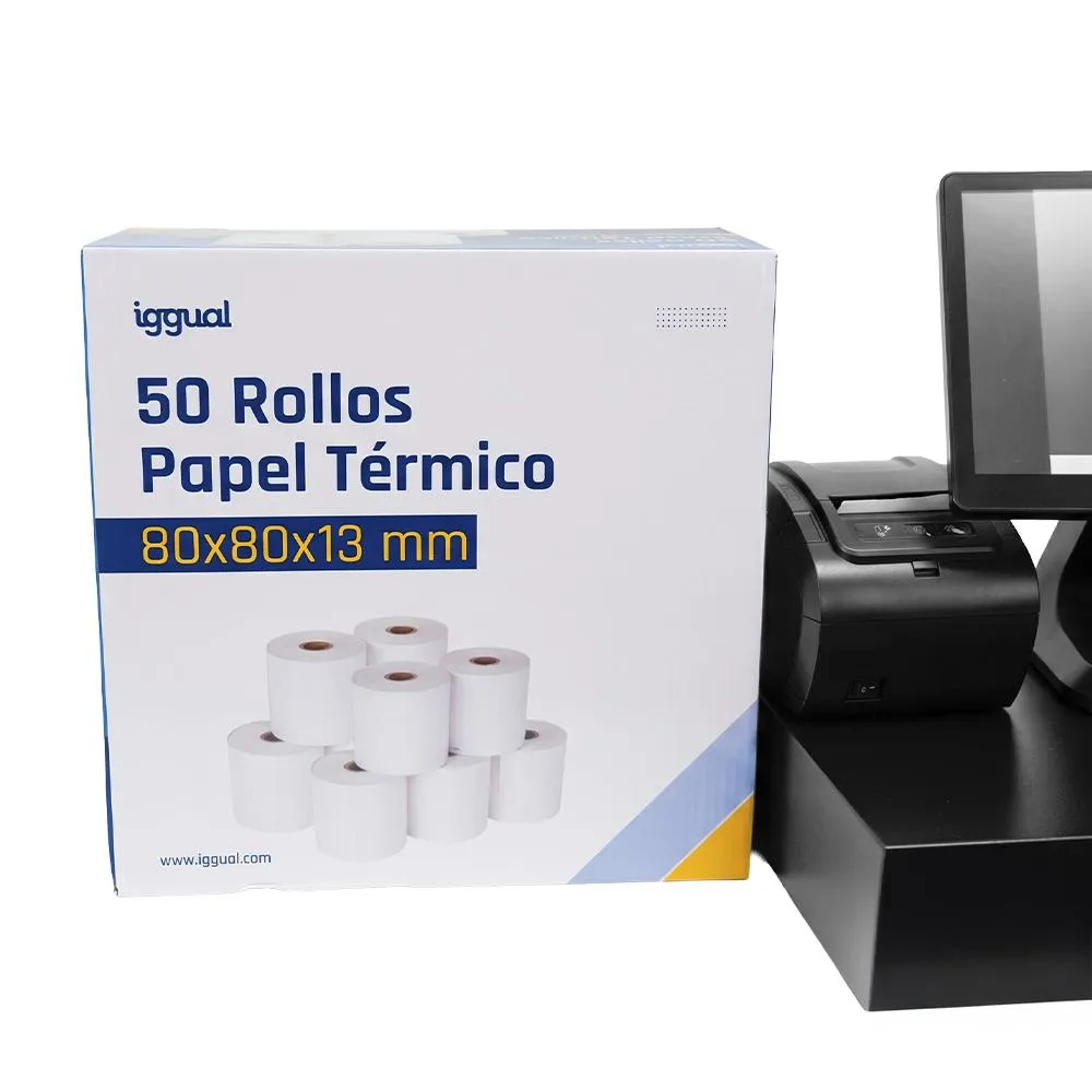 iggual Caixa 50 rolos papel térmico 80x80x13 mm - Imagem de Detalhe 5