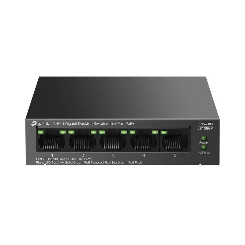 TP-Link LS105GP Switch 4xGb PoE+ 1xGb 65w - Imagem de Detalhe 3