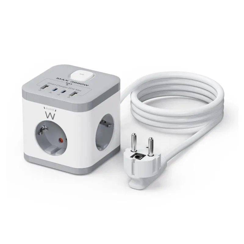 Ewent EW3863 Régua 3 Tomadas SHUCKO+2USB-A+2USB-C - Imagem de Detalhe 1