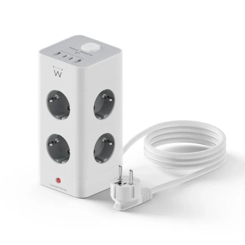 Ewent EW3864 Regleta 8 Tomadas SHUCKO +2USB-A+2USB-C - Imagem de Detalhe 1